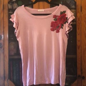 NWOT Flutter sleeve rose top